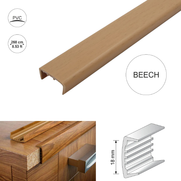 18mm PVC U-Section Melamine Furniture Edge Trim