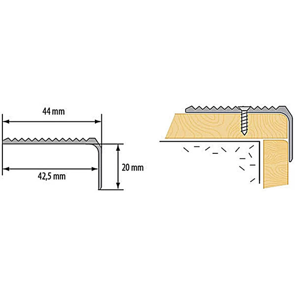 1M Anodised Aluminium Stair Nosing Edge Trim Step Nose Edging Nosings