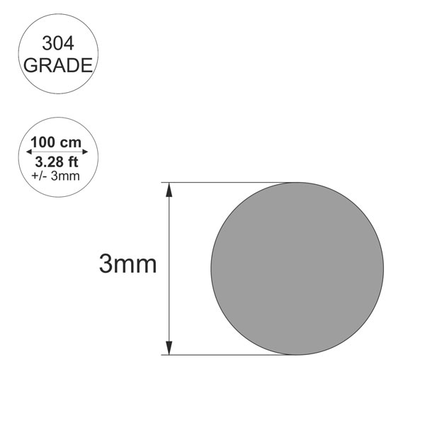 1m Stainless Steel Round Bar Rod Grade 304