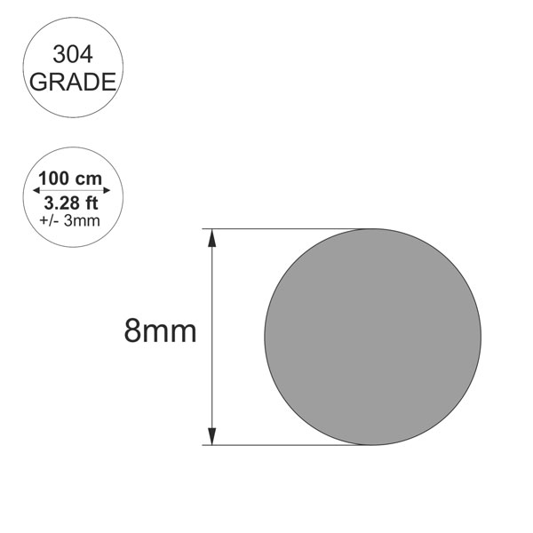 1m Stainless Steel Round Bar Rod Grade 304