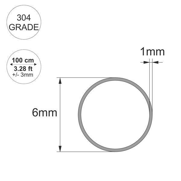 Stainless Steel 304 Grade 1m Round Pipe/Tube 