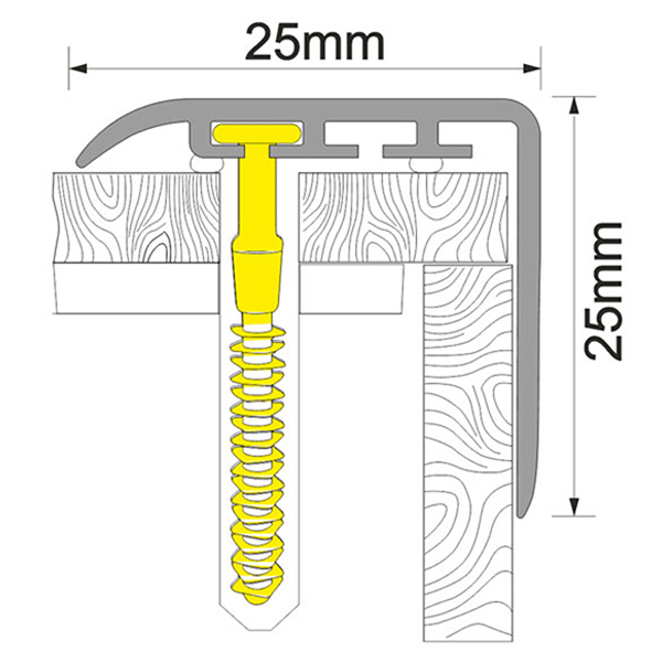 25mm x 25mm Anti Slip UPVC Stair Nosing for Wooden Finish