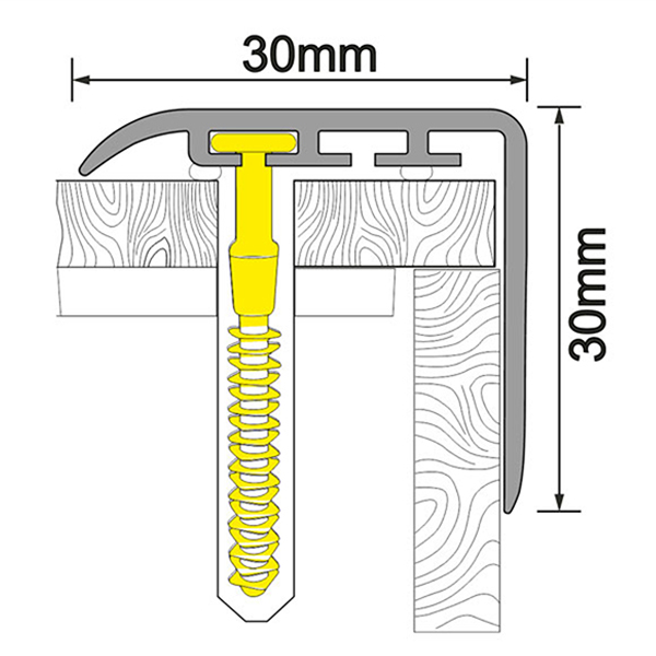 30mm x 30mm Anti-Slip UPVC Stair Nosing for Stair Treads 