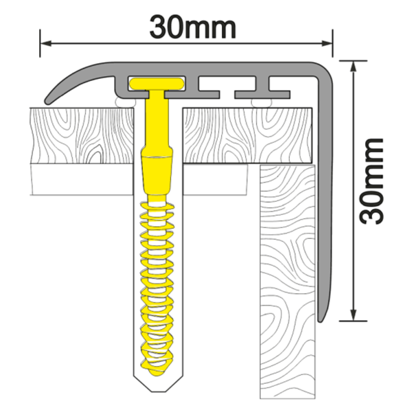 30mm x 30mm Wooden Finish UPVC Stair Nosing for Enhanced Protection