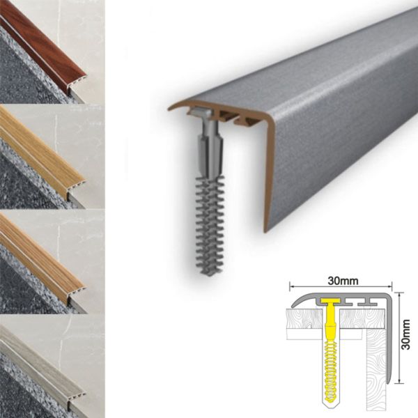 30mm x 30mm Wooden Finish UPVC Stair Nosing for Enhanced Protection