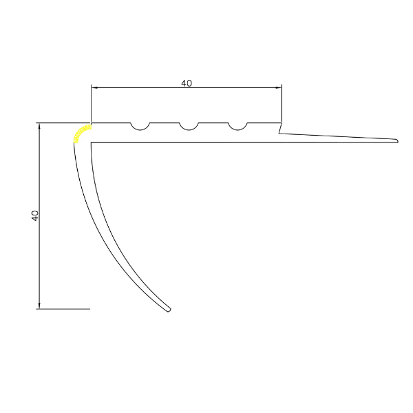 40mm x 40mm Anti-Slip Flexible Bullnose Stair Nosing