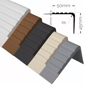 PVC Non Slip Rubber Stair Nosing Edge Trim Angle Step Edging - 50 x 45mm 