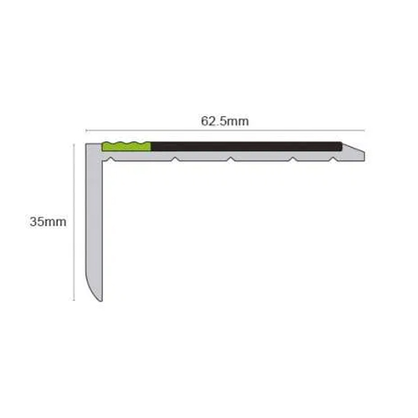  62.5mm x 35mm Heavy Duty Aluminator Commercial Stair Nosing 