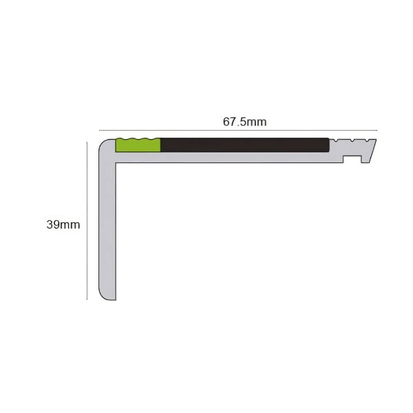  Tredsafe Aluminator Slimline 67.5mm x 39mm Anti Slip Commercial  Stair Nosing with PVC Insert   