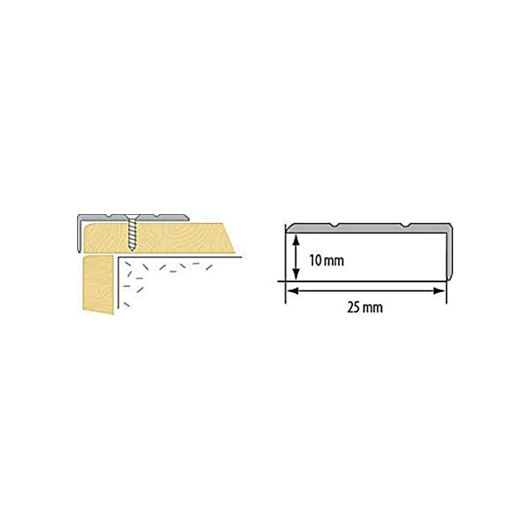 Andonised Aluminium Anti Slip Stair Edge Protector Rubust Trim Drilled