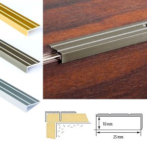 Andonised Aluminium Anti Slip Stair Edge Protector Rubust Trim Drilled