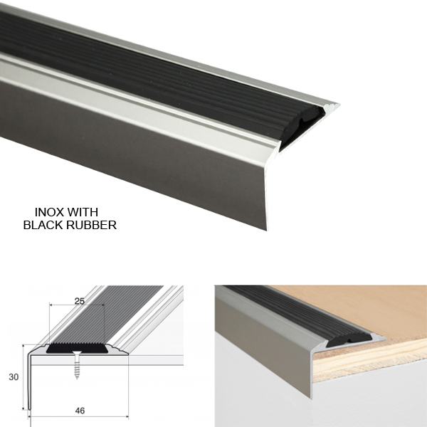 Anodised Aluminium Stair Nosing with Anti-Slip Rubber Insert Perfect Finish for All Stair Types