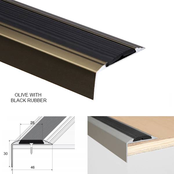 Anodised Aluminium Stair Nosing with Anti-Slip Rubber Insert Perfect Finish for All Stair Types