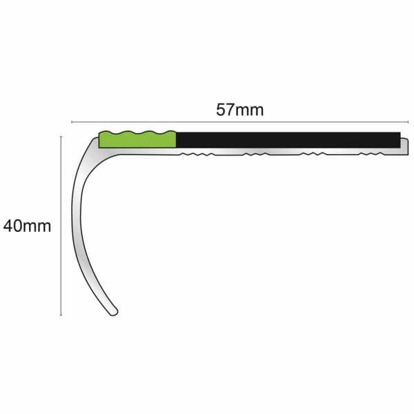 57mm x 40mm PVC Non Slip Aluminium Commercial Stair Nosing Edge Trim