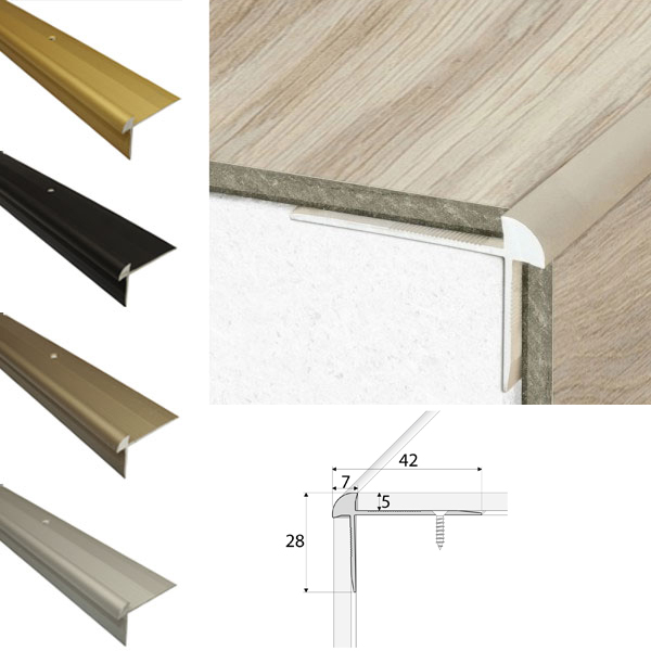 Aluminium Stair Nosing for Luxury Click Vinyl Flooring 