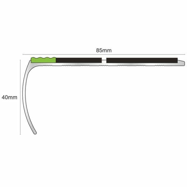 87mm x 40mm DDA Compliant Aluminium Non-Slip Stair Nosing with PVC Insert