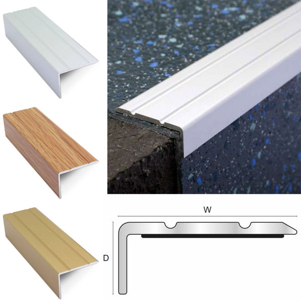  25mm x 10mm Non Slip Aluminium  Stair Nosing Retro Fit Self Adhesive 