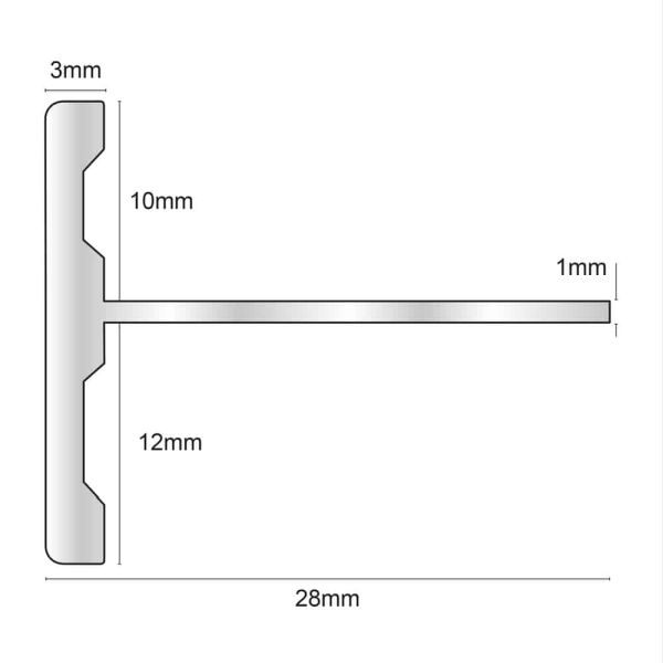 Aluminium 2600mm x 28mm Reversible Formable Stair Nosing