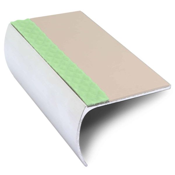 57mm x 40mm Aluminium Non-Slip Stair Nosing with PVC Insert Fluorescent for Enhanced Safety