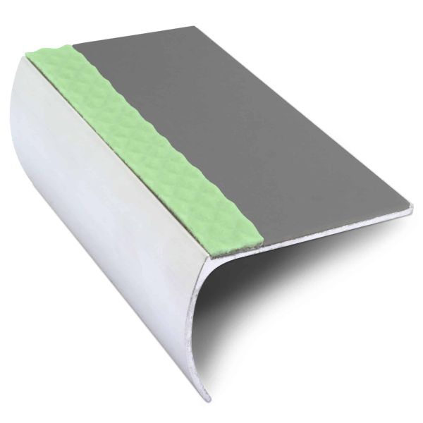 57mm x 40mm Aluminium Non-Slip Stair Nosing with PVC Insert Fluorescent for Enhanced Safety