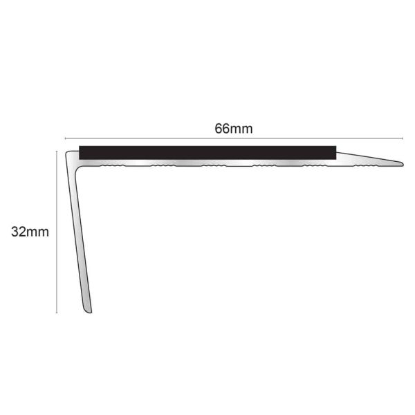  66mm x 32mm Aluminium Stair Nosing With Non Slip PVC Insert