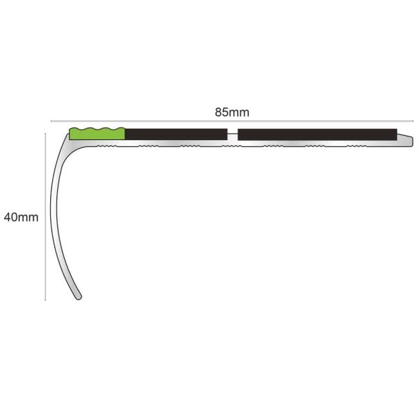 87mm x 40mm Aluminium Stair Nosing Edge Trim With Non Slip PVC Insert Tredsafe