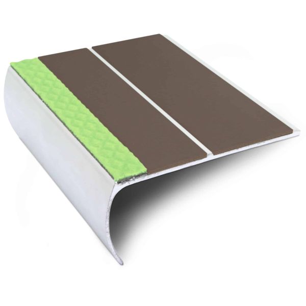 87mm x 40mm Aluminium Stair Nosing Edge Trim With Non Slip PVC Insert Tredsafe