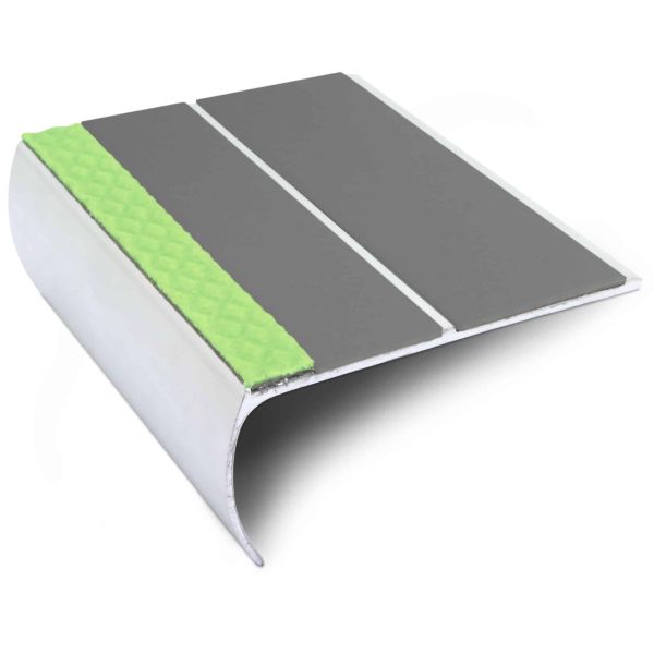 87mm x 40mm Aluminium Stair Nosing Edge Trim With Non Slip PVC Insert Tredsafe