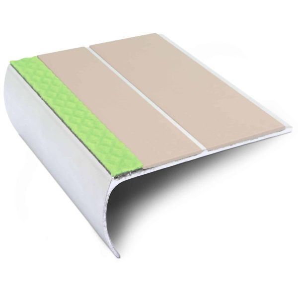 87mm x 40mm Aluminium Stair Nosing Edge Trim With Non Slip PVC Insert Tredsafe