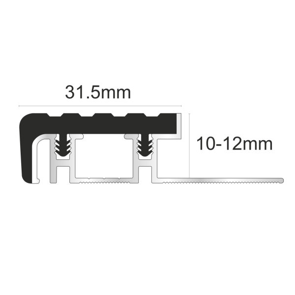 Aluminium Step Edging Nose Trim for Tiles and 12mm Stone Flooring