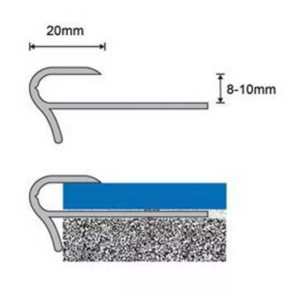 Aluminium Step Edge Floor Trim Oak Stair Nosing for 8 to 10mm Flooring 