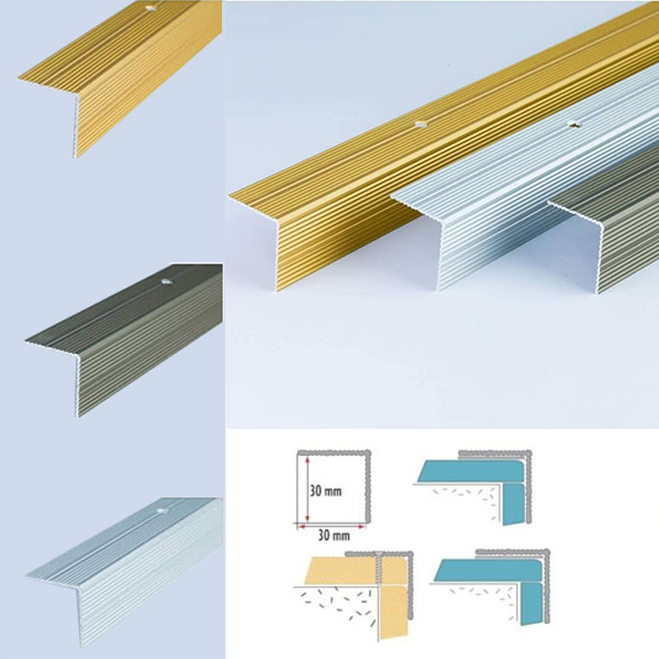 Aluminium Stair Nosing with Anti-Slip Finish for Versatile Stair Protection