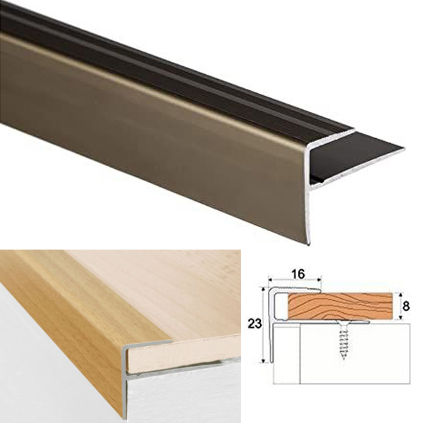 Anodised Aluminium Carpet Edge Nosing Profile Floor Bar Trim