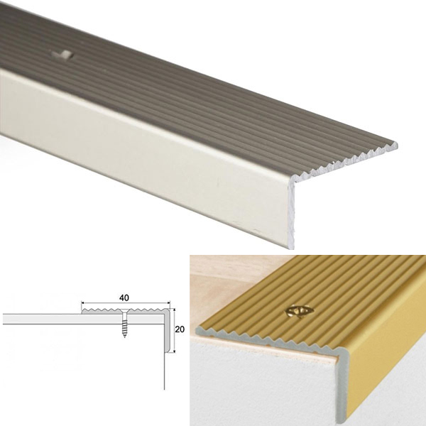  Anodised Aluminium Anti Slip Stair Nosing Edge Trim