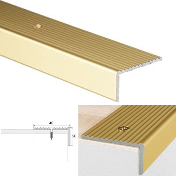  Anodised Aluminium Anti Slip Stair Nosing Edge Trim