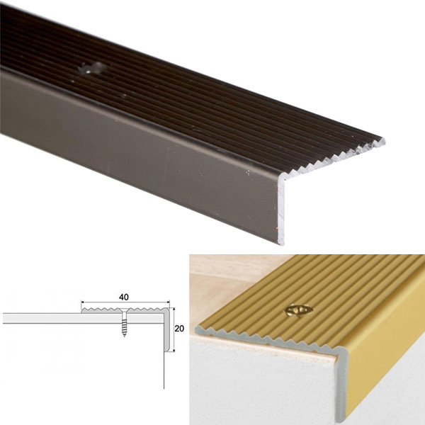  Anodised Aluminium Anti Slip Stair Nosing Edge Trim