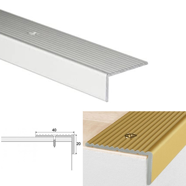  Anodised Aluminium Anti Slip Stair Nosing Edge Trim