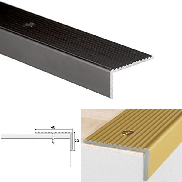  Anodised Aluminium Anti Slip Stair Nosing Edge Trim