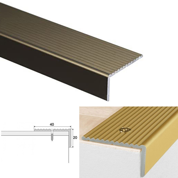  Anodised Aluminium Anti Slip Stair Nosing Edge Trim