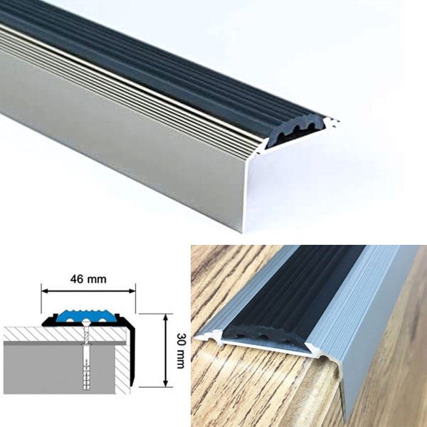 Anodised Aluminium Stair Nosing Edge Trim Step Perfect for Wooden, Laminate, Carpet, Vinyl or Tiled Stairs