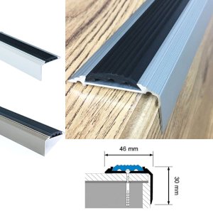 Anodised Aluminium Stair Nosing Edge Trim Step Perfect for Wooden, Laminate, Carpet, Vinyl or Tiled Stairs