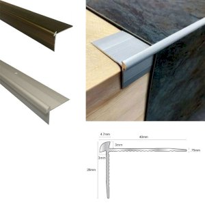 Anodised Aluminium Stair Nosing for Outer Corners with Click Vinyl Flooring