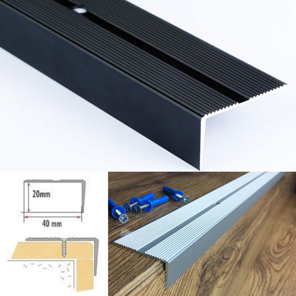 Anti-Slip Aluminium Stair Nosing Edge Trim with Skid Protection for Carpets