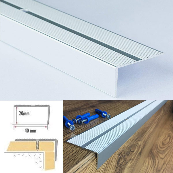 Anti-Slip Aluminium Stair Nosing Edge Trim with Skid Protection for Carpets