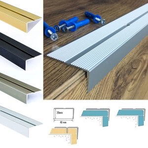 Anti-Slip Aluminium Stair Nosing Edge Trim with Skid Protection for Carpets