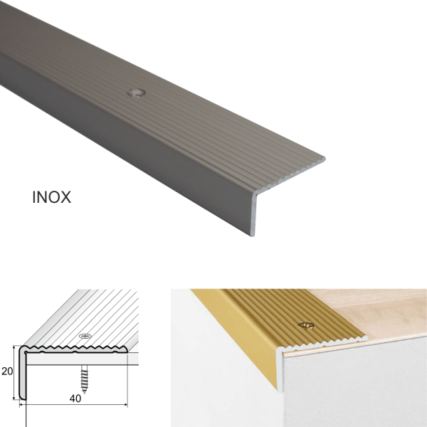 Anti-Slip Aluminum Stairs Nosing For Wooden Treads with Simply Drill Holes