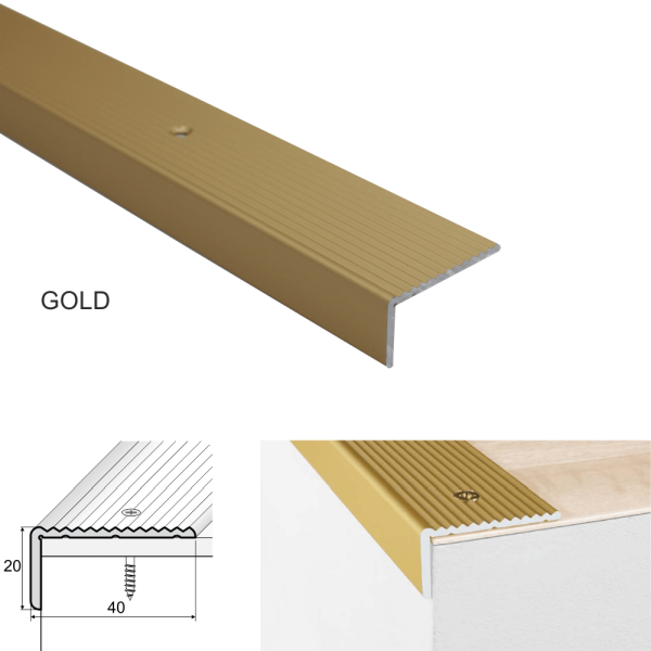 Anti-Slip Aluminum Stairs Nosing For Wooden Treads with Simply Drill Holes