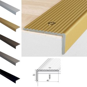 Anti-Slip Aluminum Stairs Nosing For Wooden Treads with Simply Drill Holes