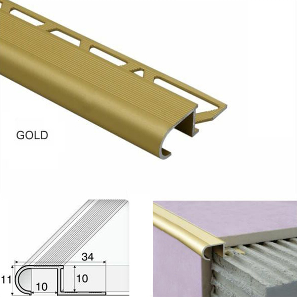 Anti-Slip Stair Nosing Edge Trim for Tiles - 34mm x 11mm