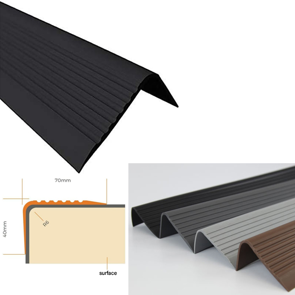 Durable PVC Stair Profile with Anti-Slip Grooves and Easy Installation 